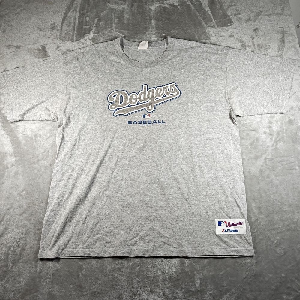 Vintage LA Dodgers Shirt Mens XXL Gray Majestic Made In USA Baseball MLB Y2K